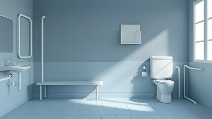 Accessible Bathroom with Toilet, Sink, and Grab Bars