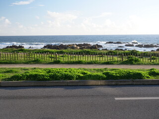 The lines. The Atlantic shore view from the road. Le Croisic, France - October 25, 2024