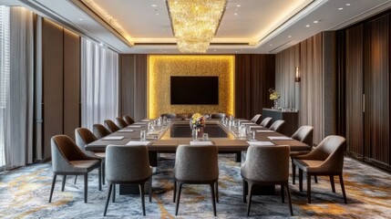 Fototapeta premium Modern Conference Room with Elegant Design and Amenities