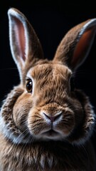 serene wild rabbit in dark room professional photo