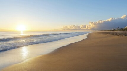 Obraz premium Tranquil Sunrise Over Serene Beach Landscape