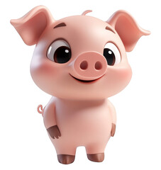 Naklejka premium Cute Pig Illustration with Transparent Background for Design Overlays and Creative Projects