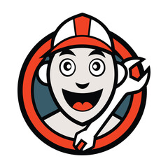 Happy Mechanic Mascot Logo with Wrench – Auto Repair and Service Illustration