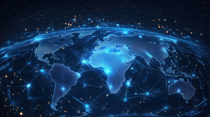 Elegant map grid design showcasing global connections across the planet Earth