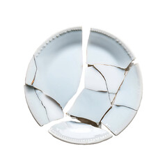 Broken plates fill the background in a transparent background, a design element. png