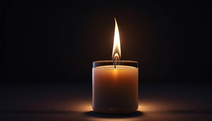 Beautiful candle burning in a dark room professionally and aesthetically photographed, wallpaper, background.