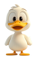 Obraz premium Cute Cartoon Duck Illustration on Transparent Background for Creative Designs and Overlays