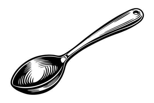 Stainless steel soup spoon vector art illustration 