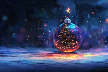 Christmas ball and Christmas Tree , Merry Christmas 