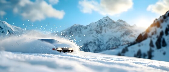 Obraz premium Breathtaking Snow Swept Mountain Landscape with Dramatic Lighting and Mesmerizing Shadows Across the Frozen Peaks and Ridges