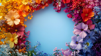 Vibrant Circular Floral Wreath Crafted from Wildflowers, Perfect for Celebrations and Decor