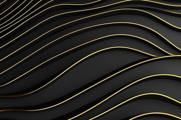 Abstract wavy lines in black and gold, creating a modern design aesthetic.