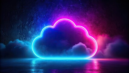 Abstract neon illuminated cloud , cloud, abstract, neon, illuminated,render, design, art, vibrant, colorful