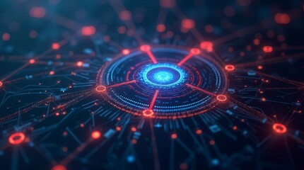 High-tech interface with cybersecurity network dynamic digital composition with copy space