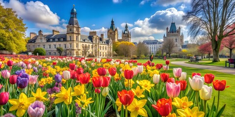 Fototapeta premium Springtime Bloom in a Scenic European City Park