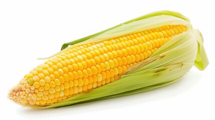 A Single Ear of Corn with Husk Partially Removed