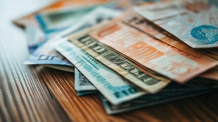 A Stack of Colorful Banknotes