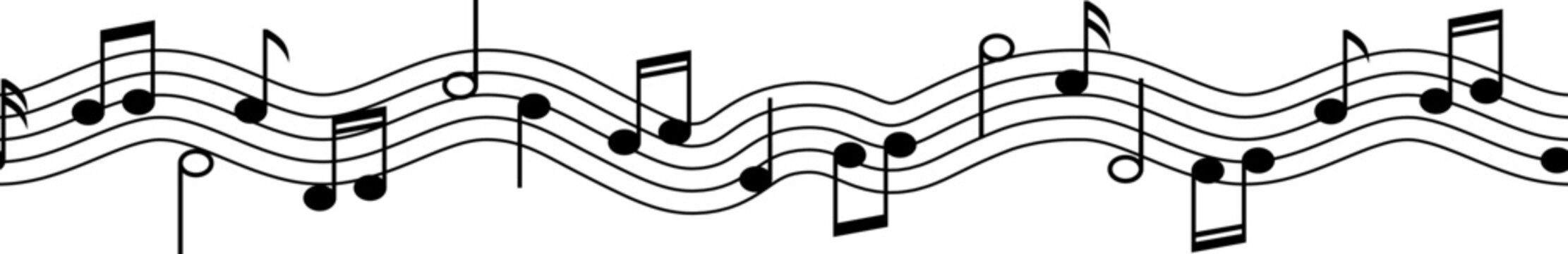 seamless border with musical notes. seamless musical pentagram