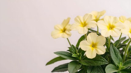 Obraz premium A serene plant featuring delicate yellow flowers against a soft background, showcasing nature's beauty and tranquility.