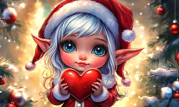 Cute Kawaii Anime Girl with Heart: Christmas and Valentine's Video