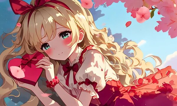 Cute Kawaii Anime Girl with Heart: Christmas and Valentine's Video