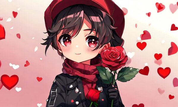 Cute Kawaii Anime Girl with Heart: Christmas and Valentine's Video