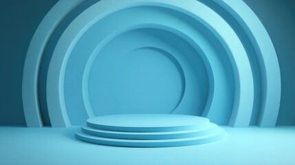 Obraz premium Blue Abstract Background with a Circular Podium