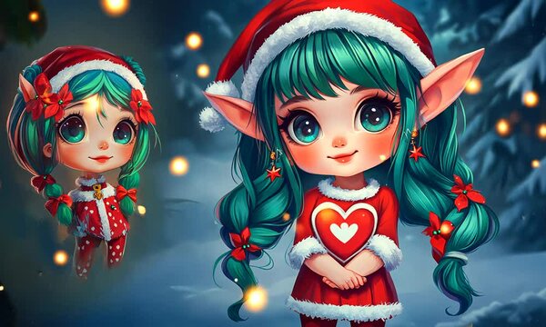 Cute Kawaii Anime Girl with Heart: Christmas and Valentine's Video