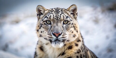 Fototapeta premium Symmetrical nature photography of a robot snow leopard showing elegance