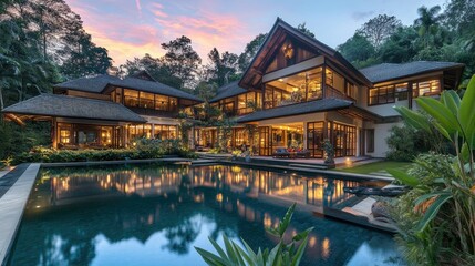 Obraz premium Captivating Evening Scene of a Luxury Home