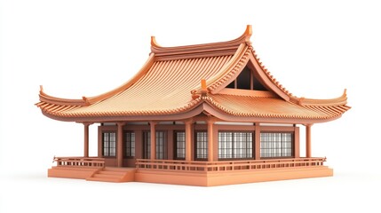 Fototapeta premium Traditional Asian Roof Design Mockup in Detailed View