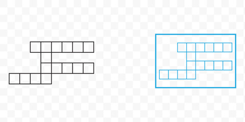 crossword icon. Crossword Puzzle vector Illustration on black and blue background.