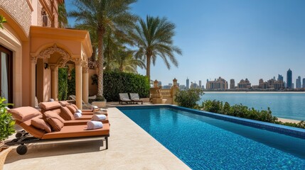 Obraz premium Luxurious Private Swimming Pool with Scenic View