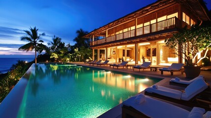Inviting Villa with Pool at Sunset