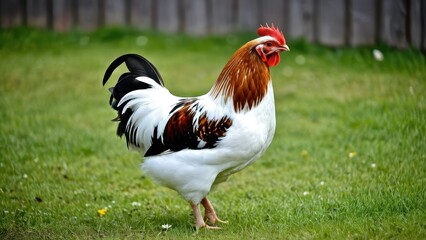 Fototapeta premium Elegant Swedish Flower Hen, featuring a range of colors and unique patterns. Known for its excellent egg-laying ability and adaptability to various climates.