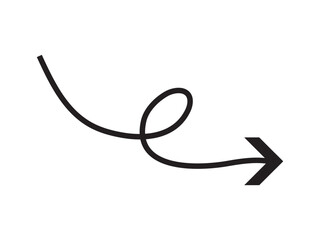 wavy curved Long arrow icon. long line arrow vector. flat style Arrow symbol. arrow on a white background. vector illustration.