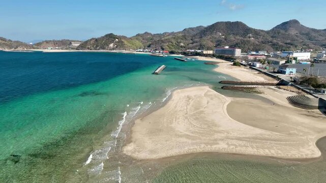Aerial footaage of stunning japanese beach