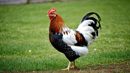 Fototapeta premium Elegant Swedish Flower Hen, featuring a range of colors and unique patterns. Known for its excellent egg-laying ability and adaptability to various climates.