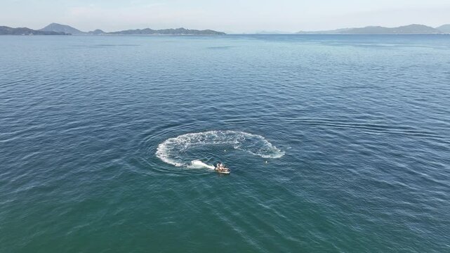 Jet skiers having fun on a blue sea