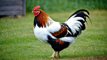 Beautiful Swedish Flower Hen with a unique pattern of colorful feathers, adding an eye-catching element to any flock. Known for its hardiness and friendly nature.