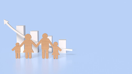 The wood family plate for home relationship  concept 3d rendering.