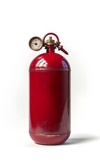 Obraz premium Red gas cylinder isolated on white background