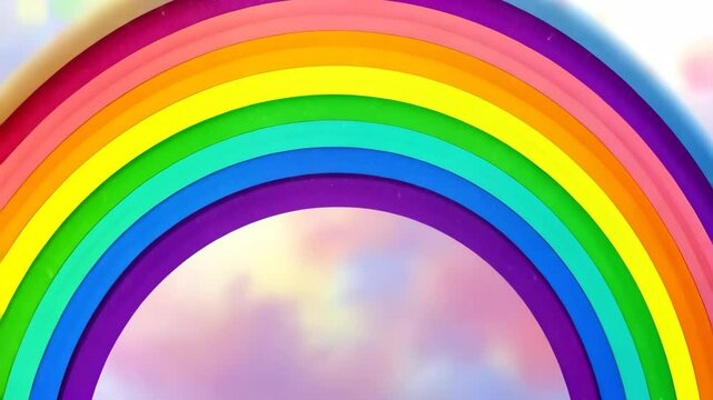 Pastel rainbow with glitter and sparkles soft white background.
