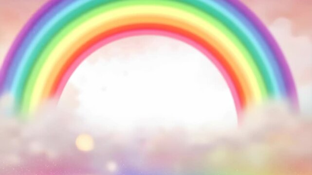 Pastel rainbow with glitter and sparkles soft white background.