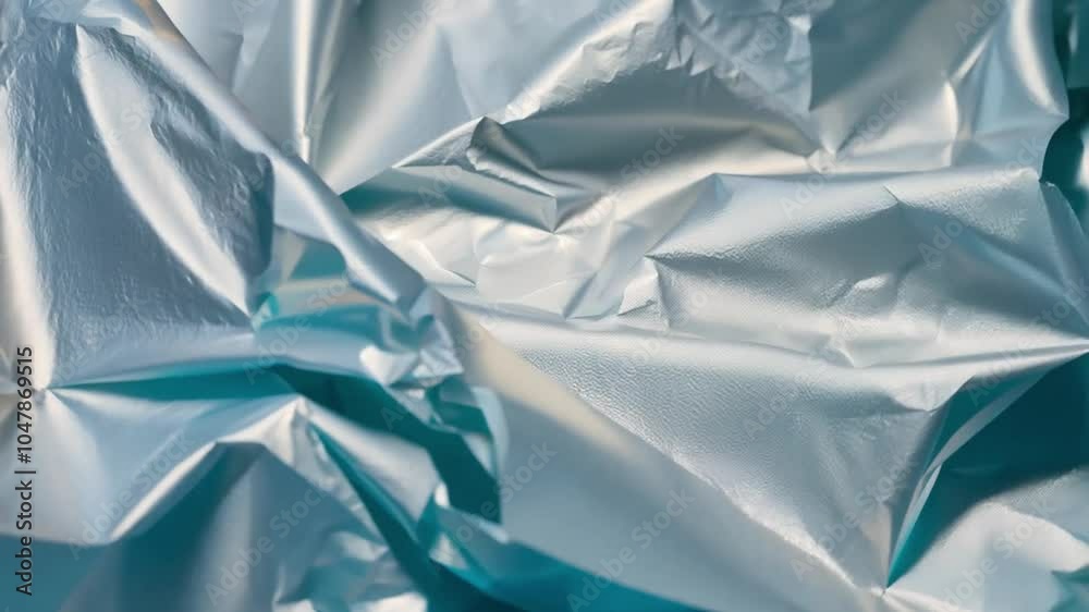 Poster The shiny surface of crumpled silver foil reflects light, creating abstract shapes and textures that evoke an artistic feel in the room.