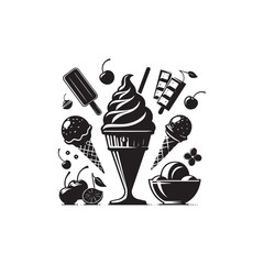 Ice cream silhouette vector art illustration