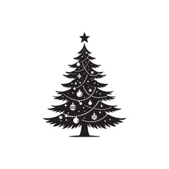 Christmas tree silhouette vector design art illustration