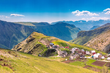 View of Lukomir, the highest remote village on Bjelasnica Mountain in Bosnia and Herzegovina.