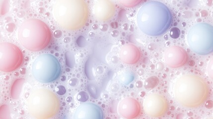 Pastel bubbles and pearls on soft foam surface