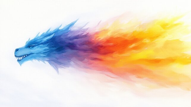 Vibrant dragon portrait with fiery colors and textured brushstrokes